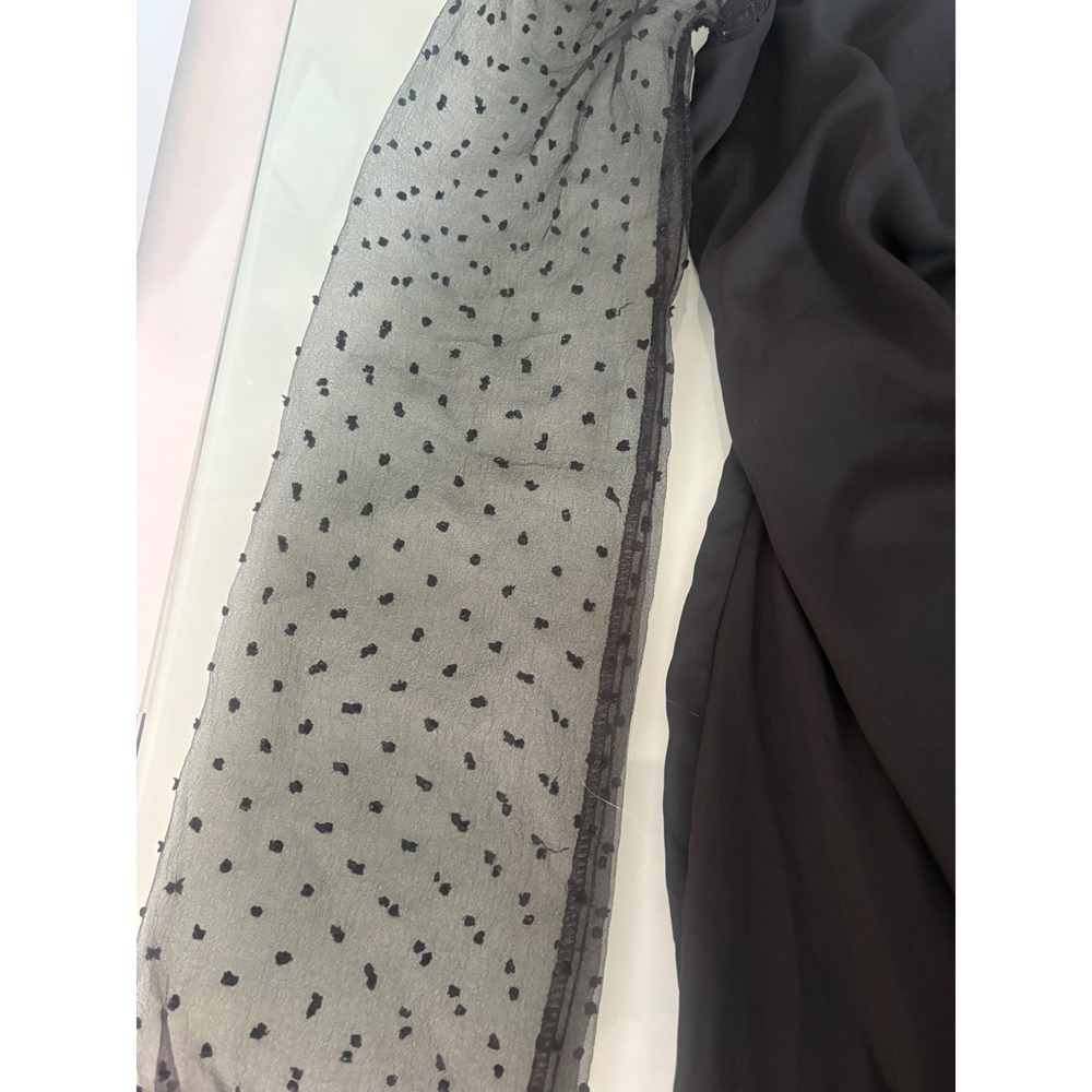 Altar'd State Mini Dress Sheer Dot Sleeve Ruched Black Romantic Large - Picture 10 of 11